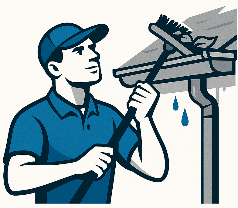 Professional gutter cleaning service in Macomb County - worker cleaning gutters